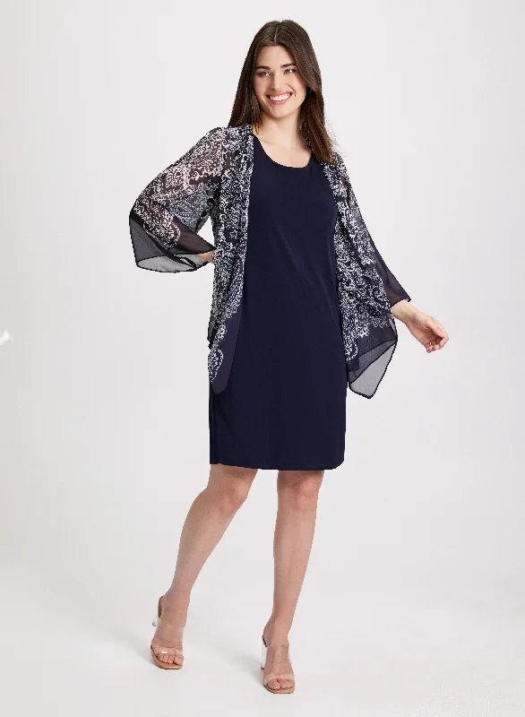 Paisley Print Fooler Cardigan Dress