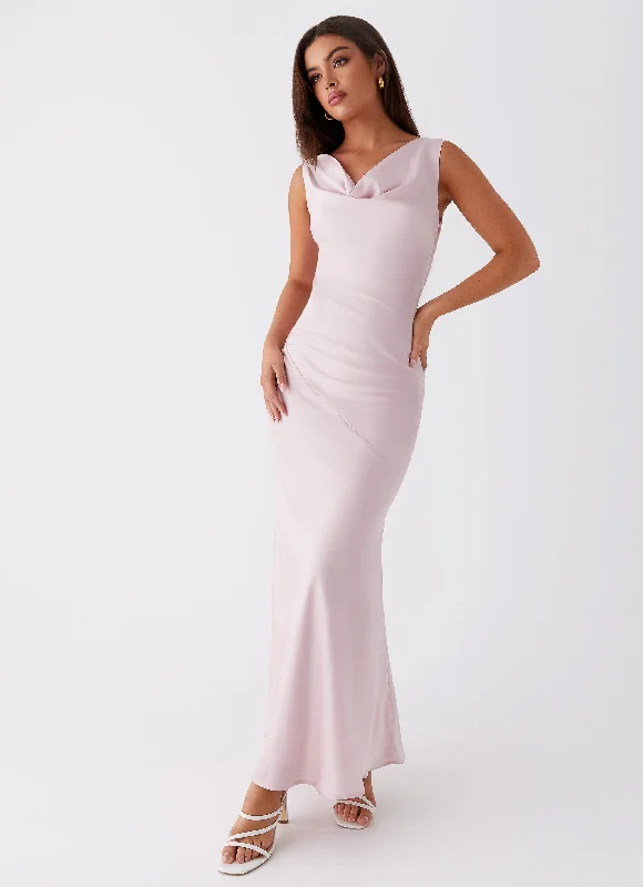 Be Mine Satin Maxi Dress - Mauve Pink