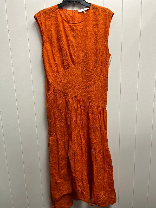 Dress Casual Midi By Frame In Orange, Size: L