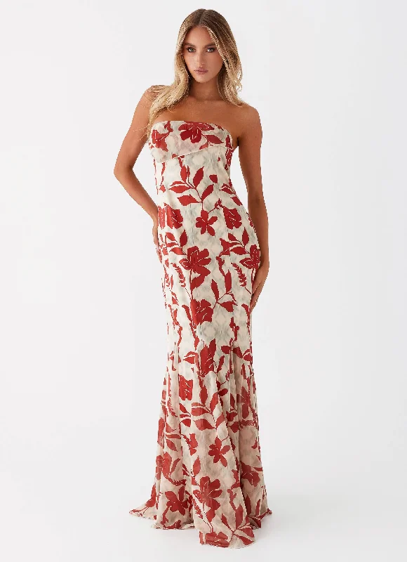 Willa Maxi Dress - Red Green Floral