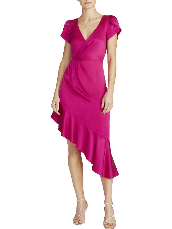 Womens Asymmetric Midi Cocktail and Party Dress