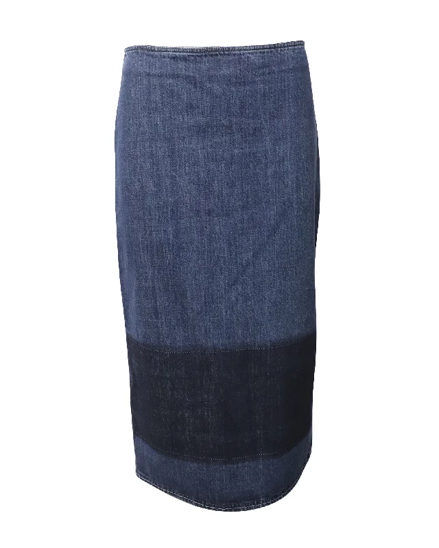 Marni Denim Pencil Skirt with Dark Hem in Blue Cotton