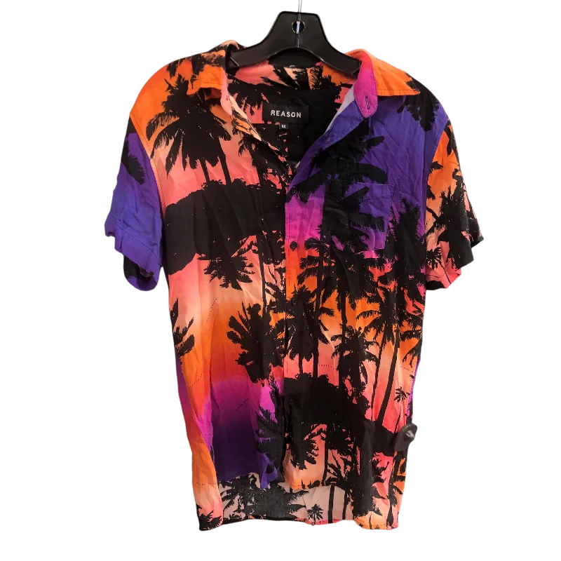 Top Short Sleeve By REASON  In Orange & Purple, Size: M