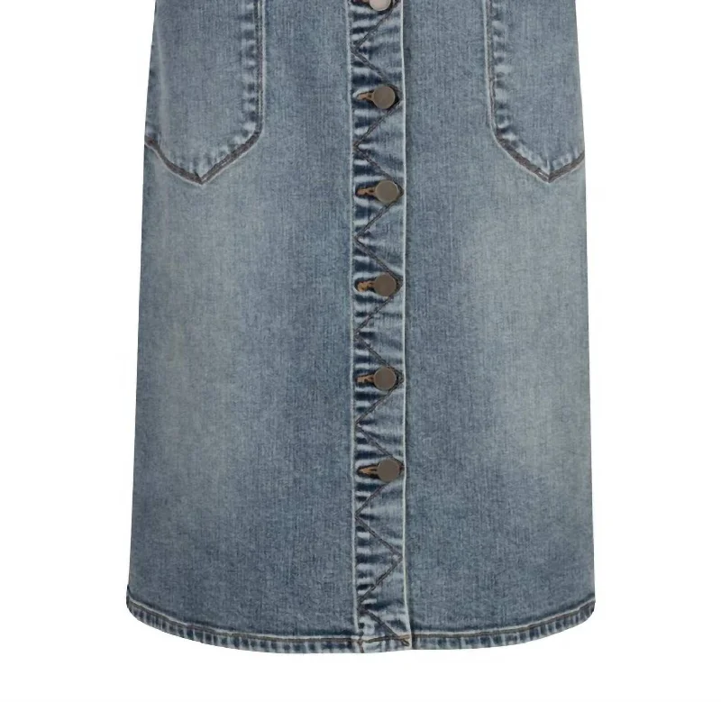 Women's Rose Button Front Skirt In Denim