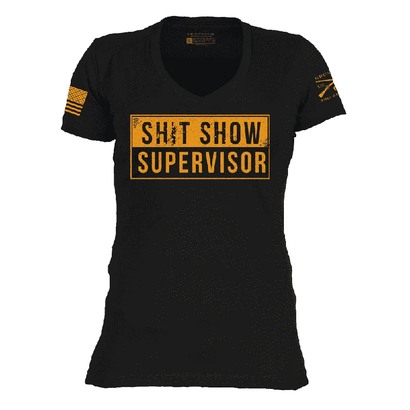 Women's Sh*t Show Supervisor V-Neck - Black