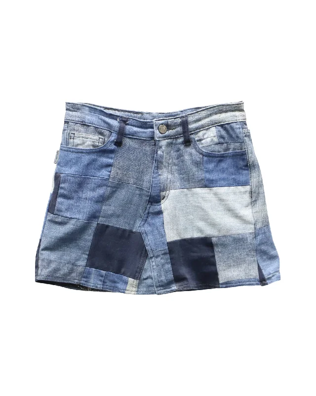 Zadig & Voltaire Patch Work Mini Skirt in Multicolor Cotton Denim