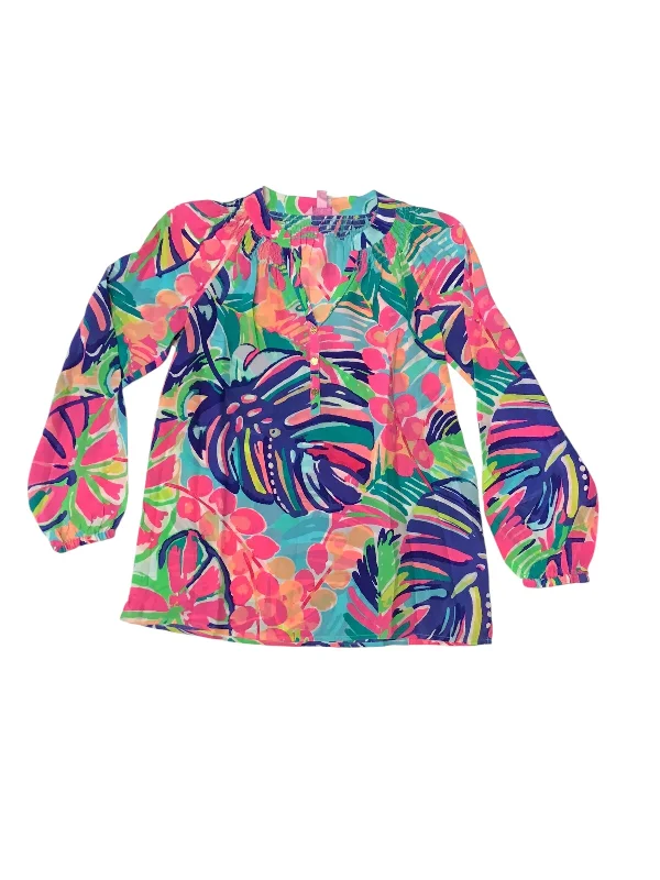 Blouse Long Sleeve By Lilly Pulitzer In Multi-colored, Size: S