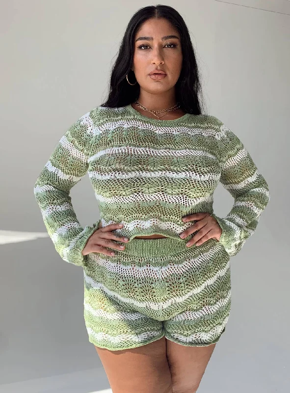 Leah Knit Set Green Multi Curve