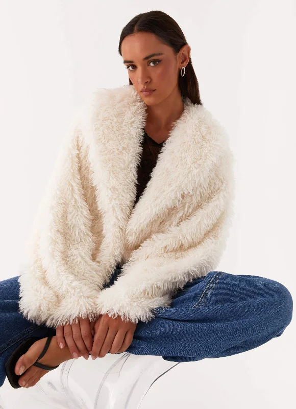 Denver Oversized Fur Jacket - Ivory