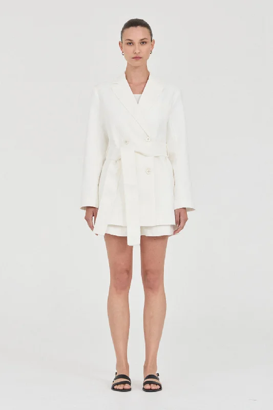 Hayworth Blanket Stitch Linen Blazer