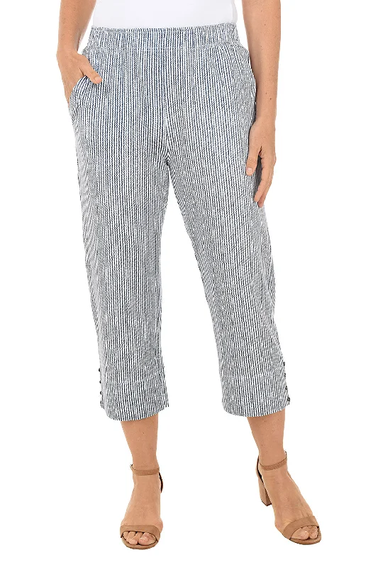 Railroad Stripe Pull-On Capri Pant