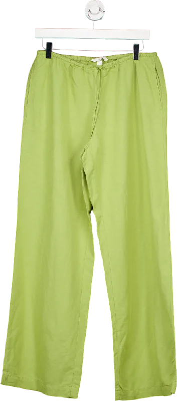 H&M Green Linen Blend Trousers UK M