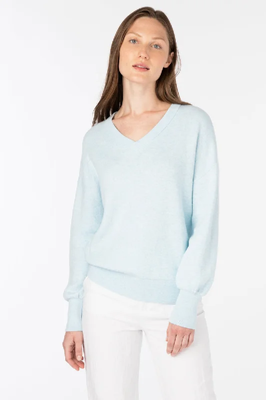 Kinross Cashmere Gathered Sleeve Vee