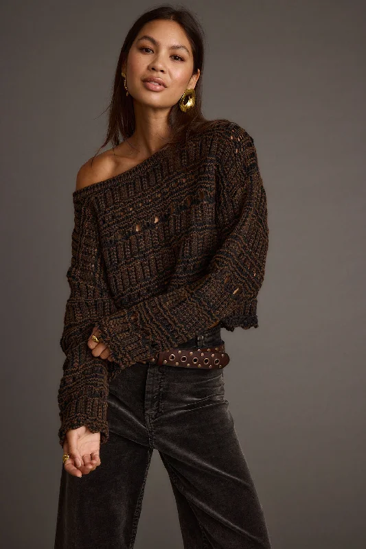 Marley Brown Open Knit Relaxed Sweater